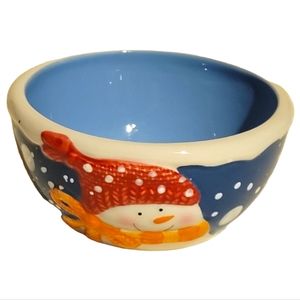 Vintage Oatmeal Bowl Snow Days By ST NICHOLAS SQUARE Winter Snowman Red Hat